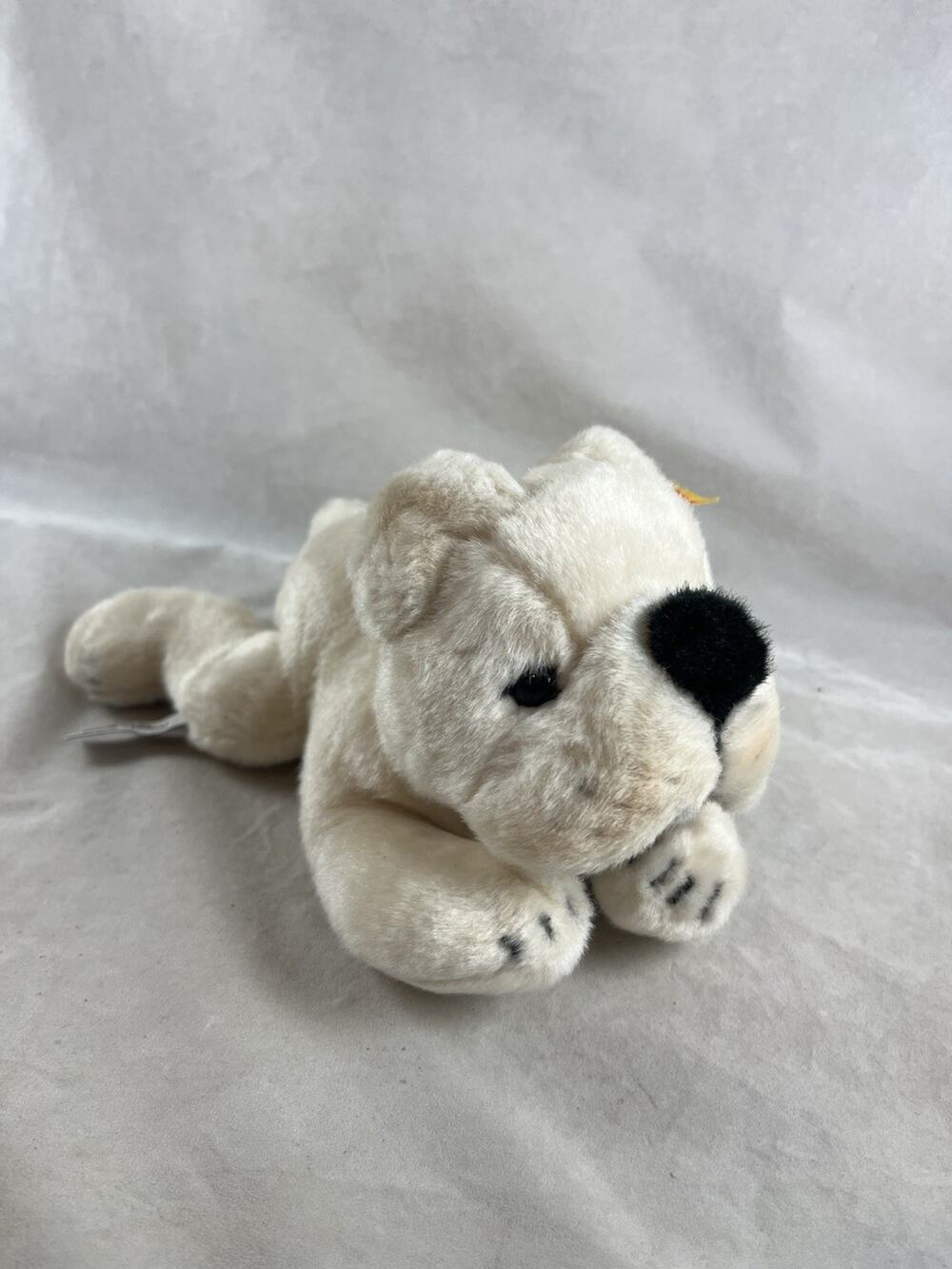 Steiff AKC French Bulldog Bully Lying Puppy Dog Stuffed Plush with Ear Tag